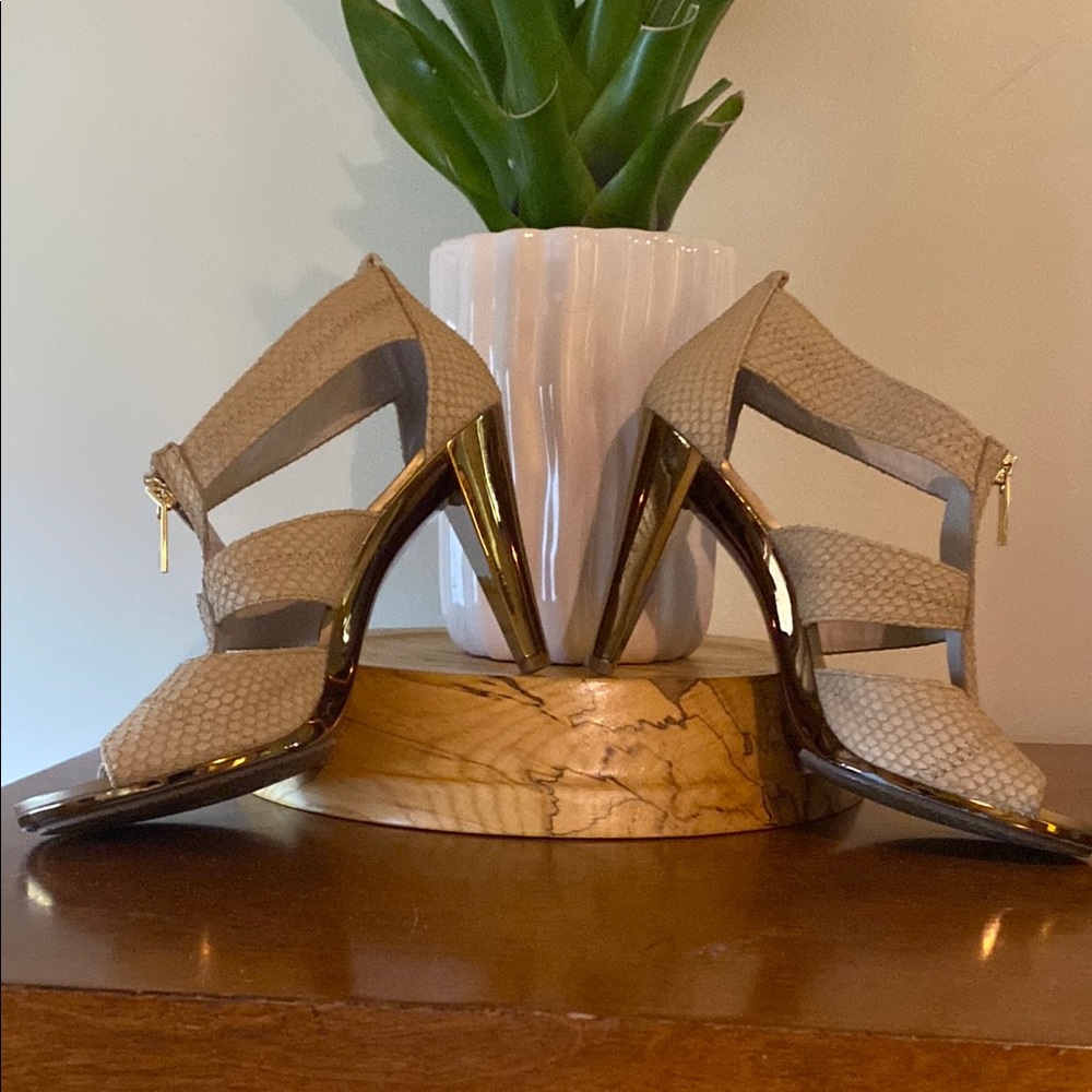 Michael Kors Bronze and Tan Leather Women's Heels